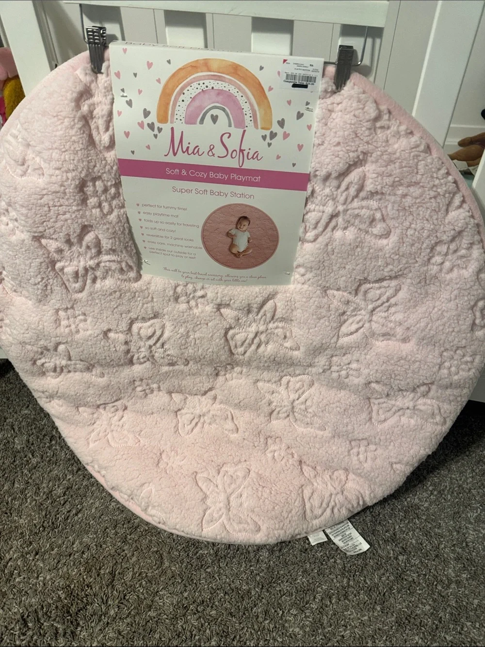 Baby Gear Pink Plush Butterfly Playmat